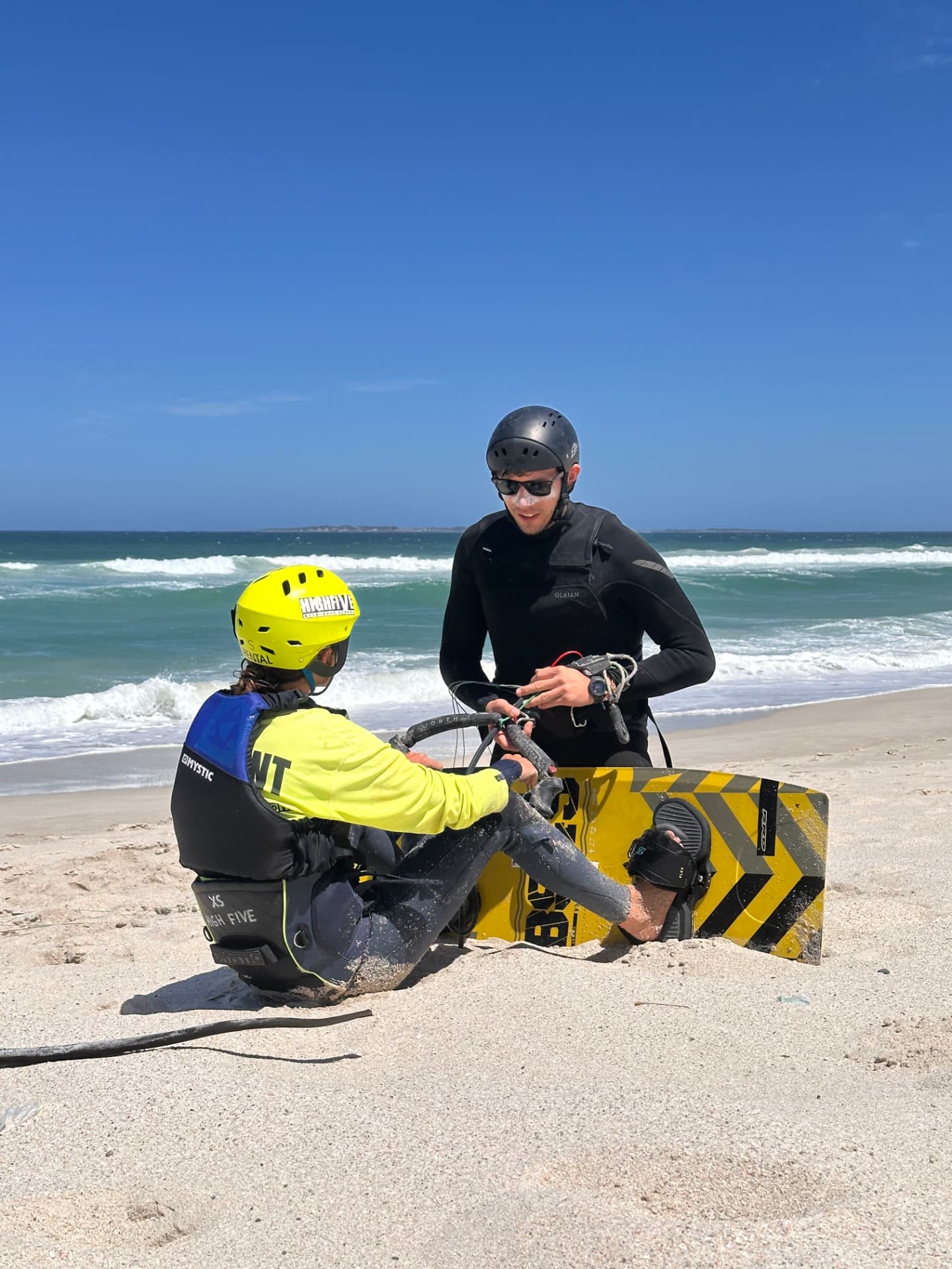 Experienced kitesurfing instructor training on the IKO system in Essex