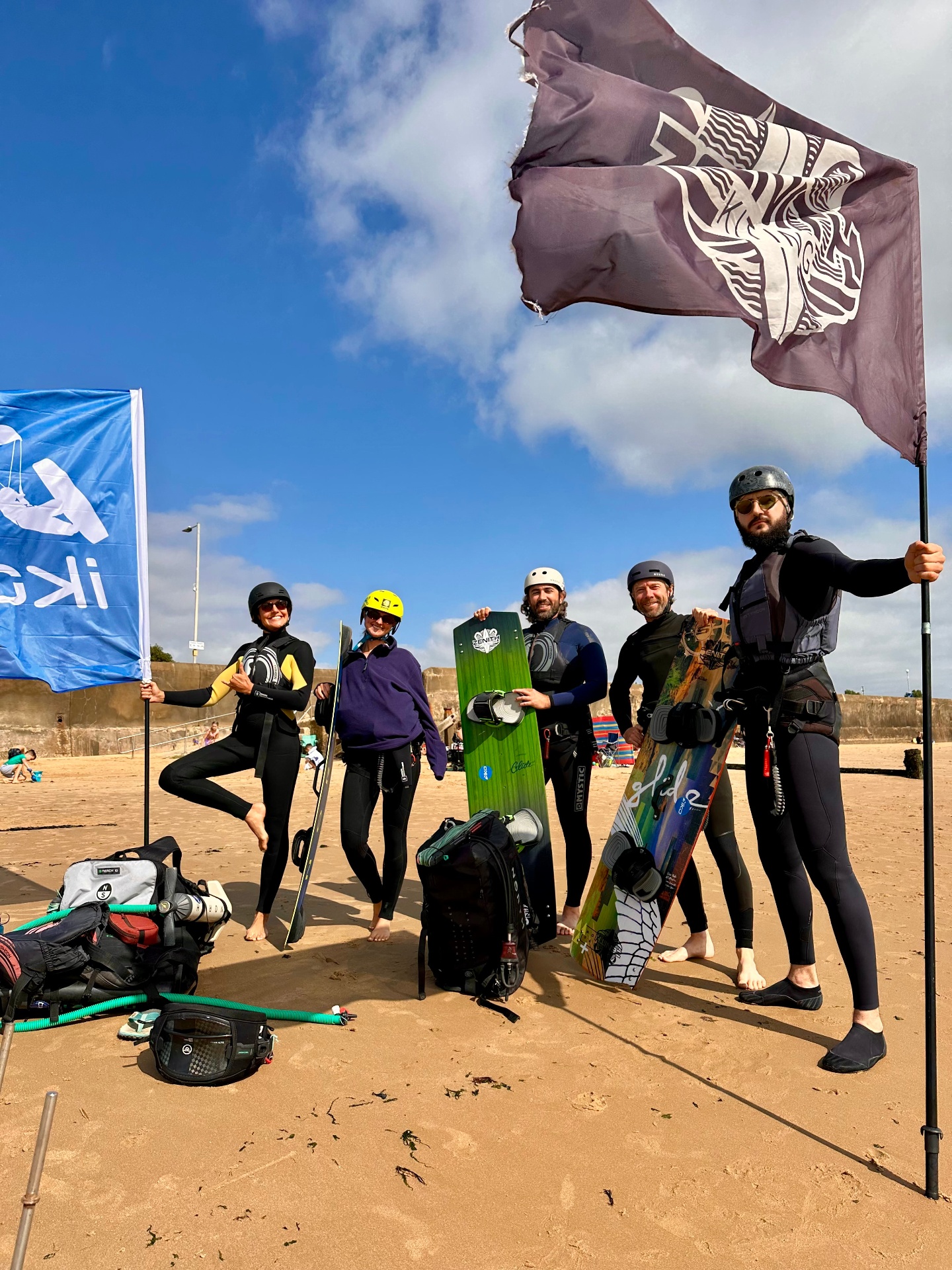 The Zenith Kiting team on Martello Bay beach